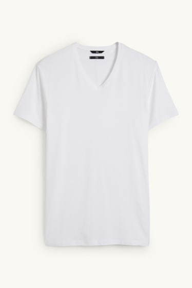 Herren - T-Shirt - Slim Fit - Flex - weiß