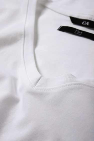 Herren - T-Shirt - Slim Fit - Flex - weiß