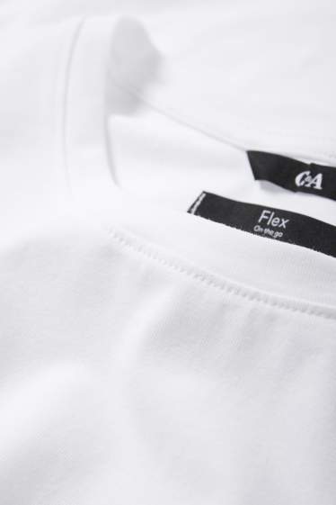 Herren - T-Shirt - Slim Fit - Flex - weiß