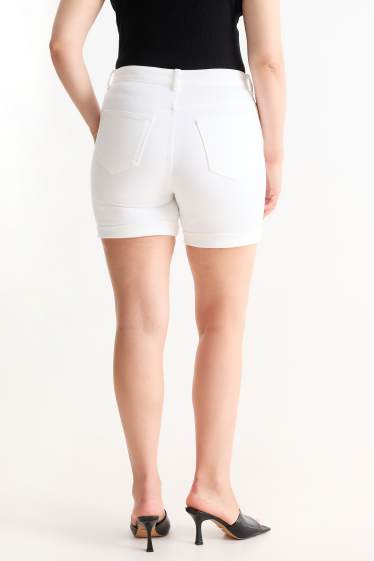 Dámské - Džínové šortky - high waist - krémově bílá