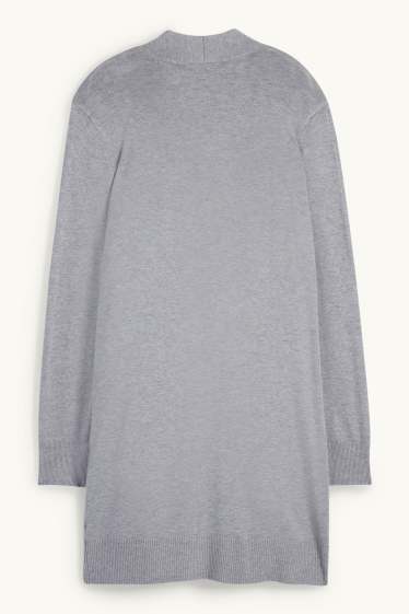 Damen - Lange Strickjacke - grau