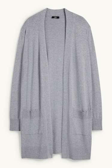 Damen - Lange Strickjacke - grau