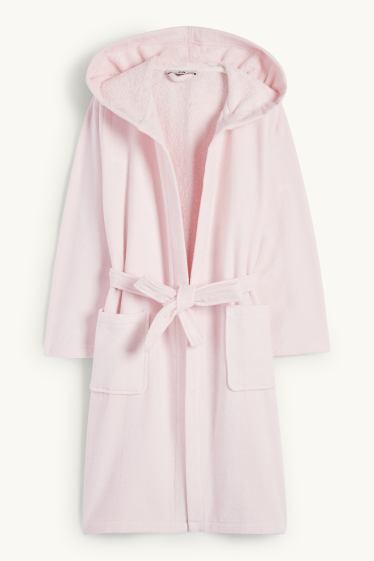 Enfants filles - Peignoir en éponge avec capuche - rose