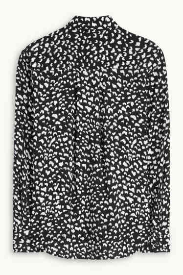 Dames - Blouse - met patroon - zwart