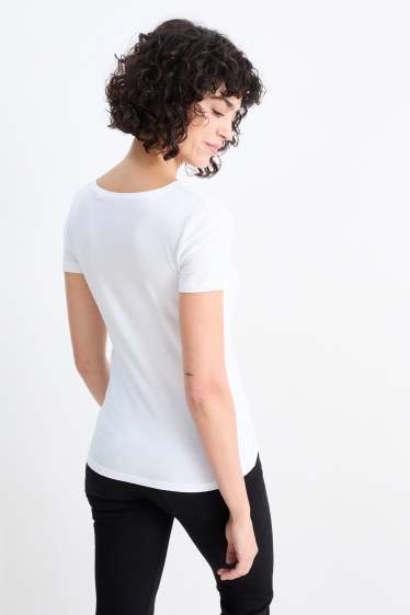 Donna - Confezione da 3 - t-shirt con scollo a V - slim fit - bianco