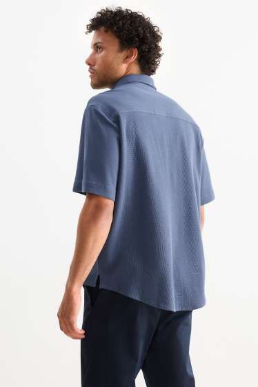 Herren - Hemd - Relaxed Fit - Kent - strukturiert - blau