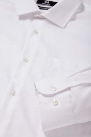 Hommes - Chemise de bureau - regular fit - col kent - facile à repasser - blanc