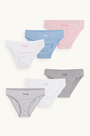 Kinder Mädchen - Multipack 6er - Wochentage - Slip - gemustert - weiss