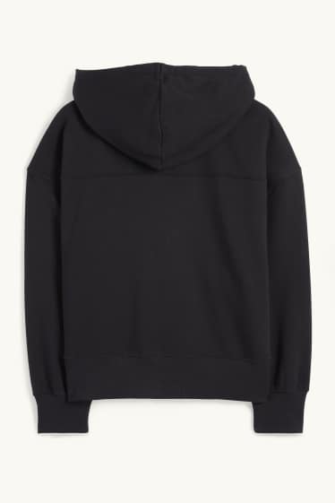 Damen - Basic-Sweatjacke mit Kapuze - schwarz