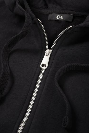 Damen - Basic-Sweatjacke mit Kapuze - schwarz