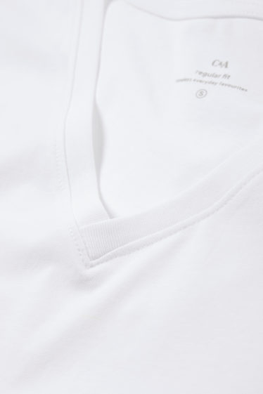 Dames - T-shirt met V-hals - regular fit - wit