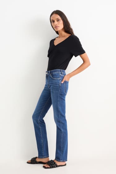 Femmes - Jean coupe droite - mid waist - LYCRA® - jean bleu