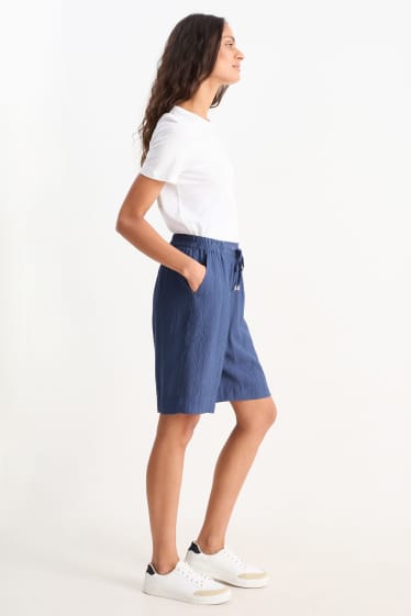 Women - Bermuda shorts - high waist - dark blue