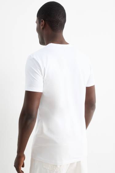 Herren - T-Shirt - Slim Fit - Flex - weiß
