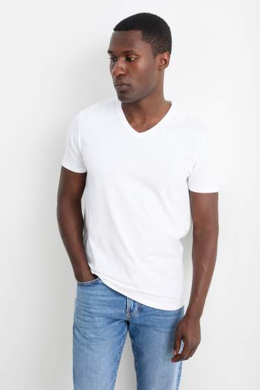 Herren - T-Shirt - Slim Fit - Flex - weiß