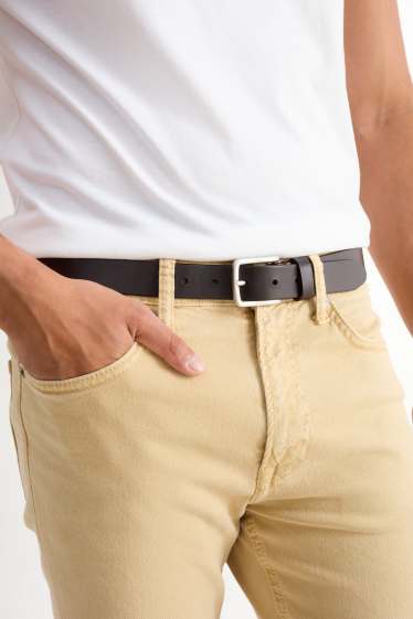 Uomo - Cintura di pelle - marrone scuro