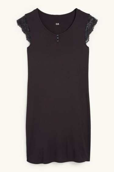 Dámské - Viskózová noční košile - černá