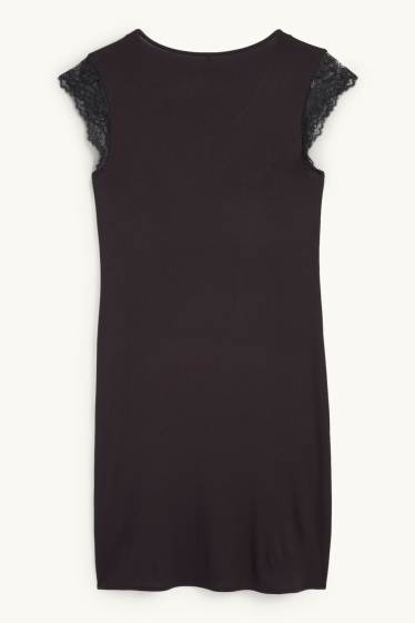 Dámské - Viskózová noční košile - černá