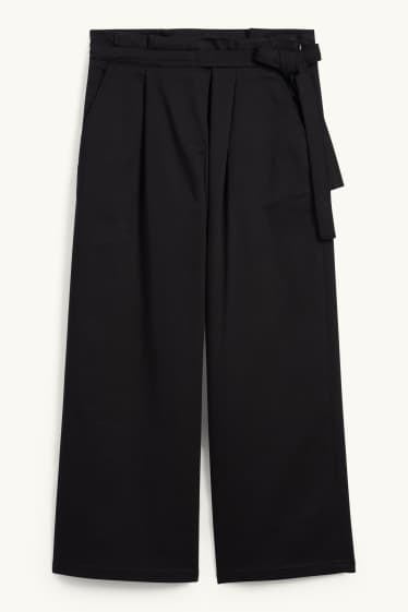 Dames - Pantalon - high waist - wide leg - zwart