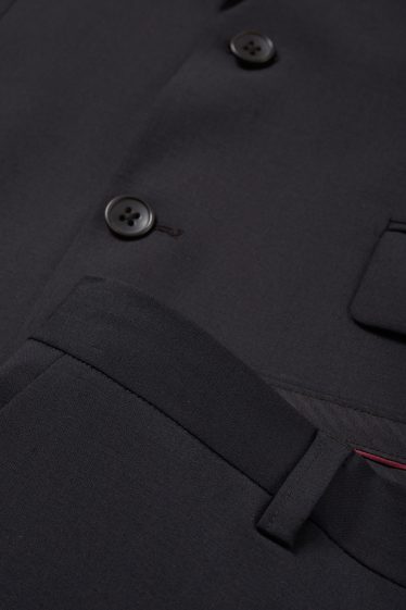 Hommes - Pantalon de costume - regular fit - Flex - laine mélangée - noir