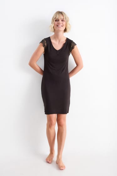 Dámské - Viskózová noční košile - černá