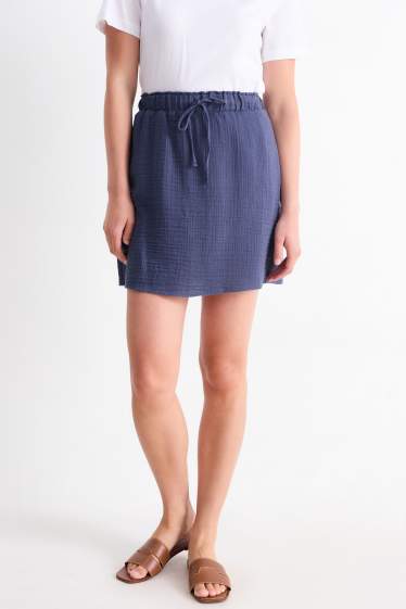 Dames - Rok van mousseline - donkerblauw