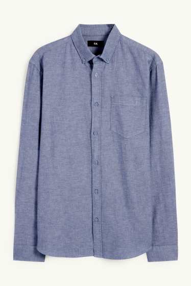 Men - Shirt - regular fit - button-down collar - dark blue