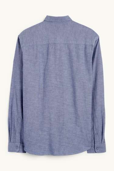 Men - Shirt - regular fit - button-down collar - dark blue