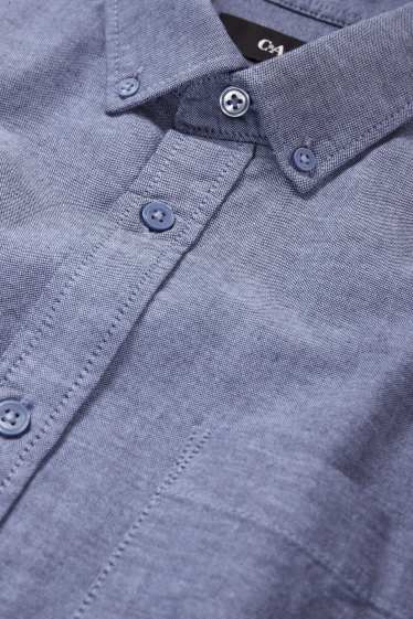 Men - Shirt - regular fit - button-down collar - dark blue