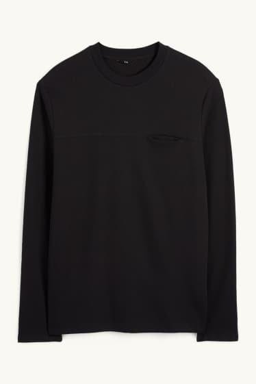 Heren - Longsleeve - met structuur - zwart