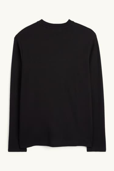 Heren - Longsleeve - met structuur - zwart