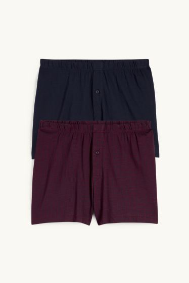 Herren - Multipack 2er - Boxershorts - Jersey - dunkelrot