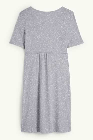 Dámské - Kojící noční košile - puntíkovaná - světle šedá-žíhaná