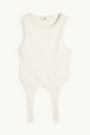 Damen - Crop Top - hellbeige