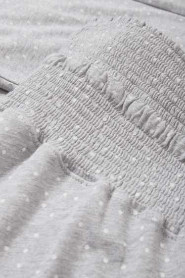 Donna - Pantaloni pigiama premaman - pois - arricciature - grigio chiaro melange