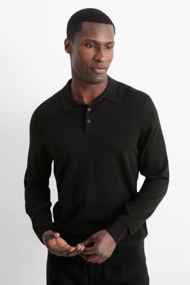 Uomo - Maglione in maglia fine - nero