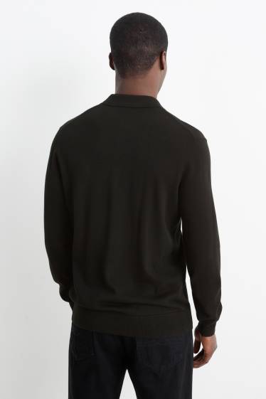 Uomo - Maglione in maglia fine - nero