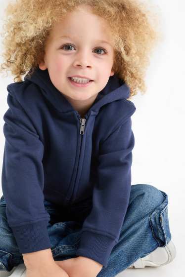 Kinder Buben - Sweatjacke mit Kapuze - dunkelblau