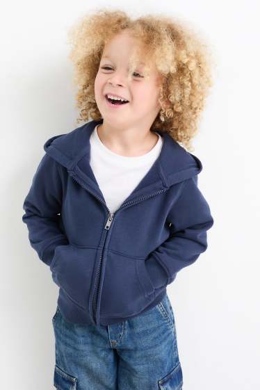 Kinder Buben - Sweatjacke mit Kapuze - dunkelblau