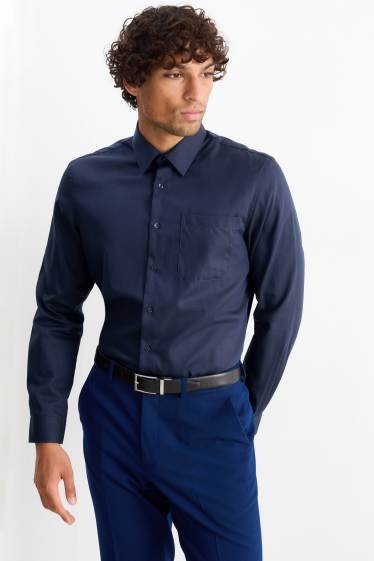 Home - Camisa formal - regular fit - Kent - fàcil de planxar - blau fosc