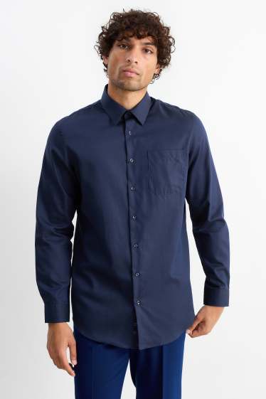 Home - Camisa formal - regular fit - Kent - fàcil de planxar - blau fosc