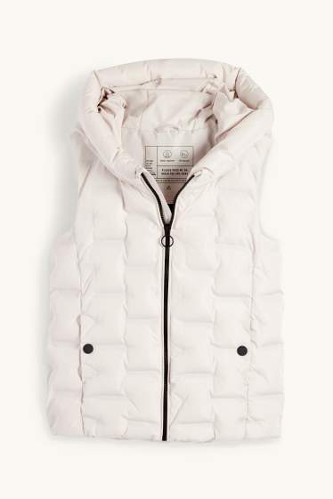 Bambine - Gilet trapuntato con cappuccio - impermeabile - beige chiaro