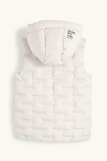 Bambine - Gilet trapuntato con cappuccio - impermeabile - beige chiaro