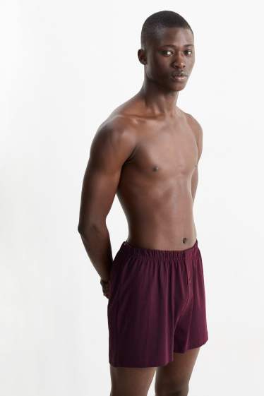 Herren - Multipack 2er - Boxershorts - Jersey - dunkelrot