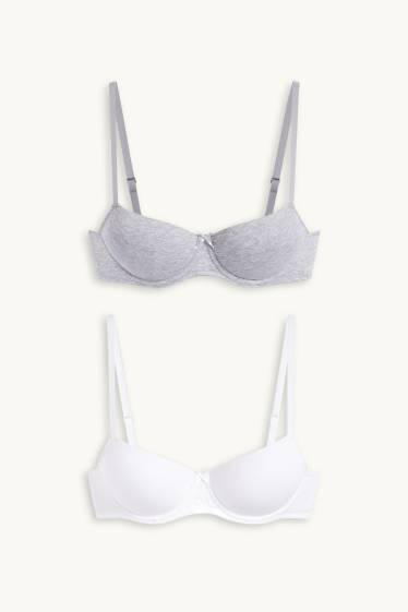 Dona - Paquet de 2 - sostenidors amb cèrcol - DEMI - enconxat - gris