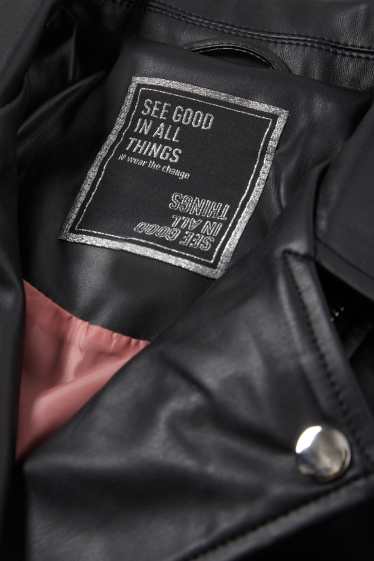 Bambine - Giacca stile motociclista - similpelle - nero