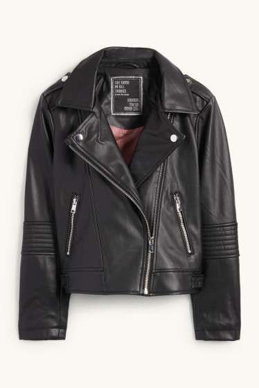 Bambine - Giacca stile motociclista - similpelle - nero