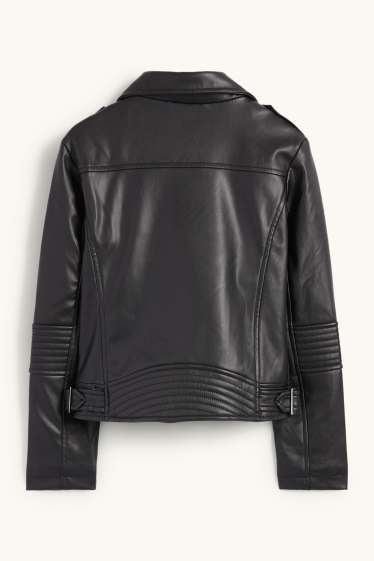 Bambine - Giacca stile motociclista - similpelle - nero