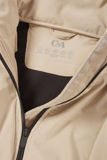 Donna - Cappotto soft shell con cappuccio - idrorepellente - 4 Way Stretch - beige