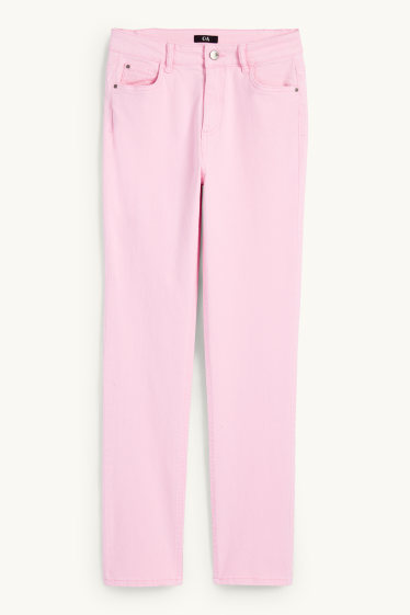 Femmes - Pantalon en toile - high waist - coupe slim - rose